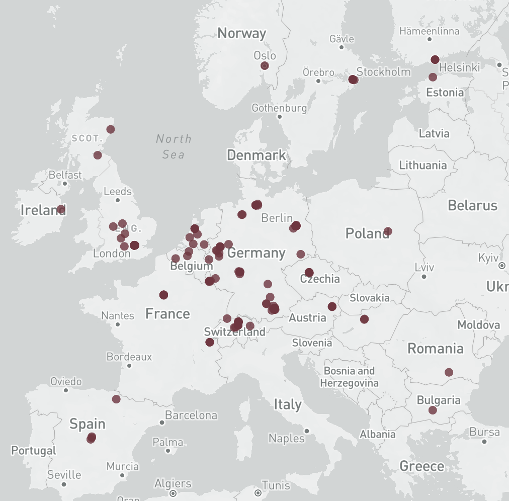 Map light-industrial real estate Europe