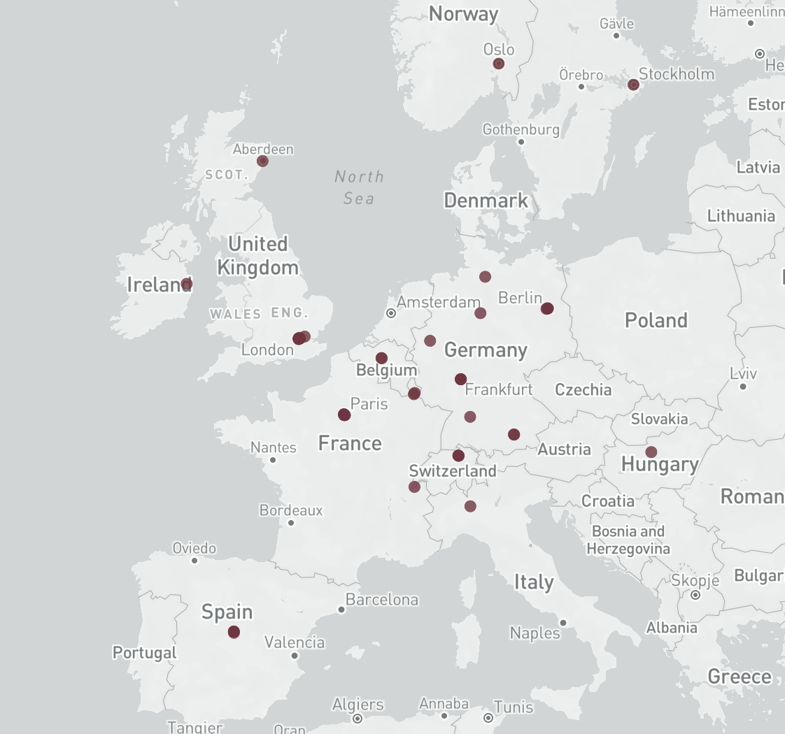 Map real estate debt investors Europe