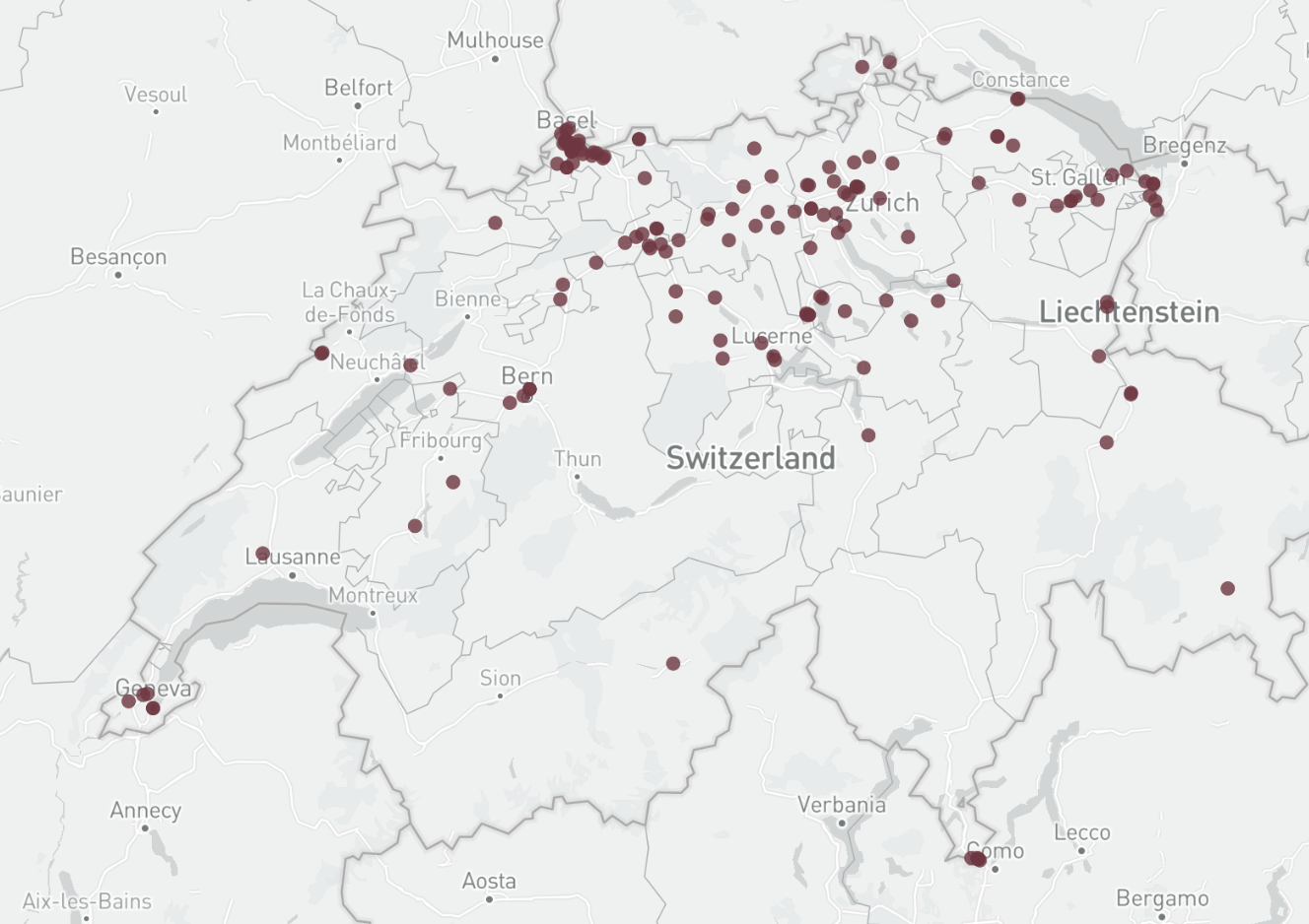 Map logistics companies Switzerland