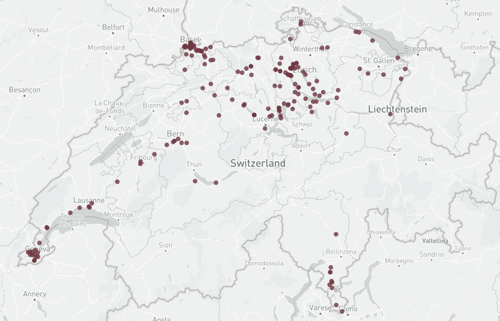 Maps chemical companies Switzerland