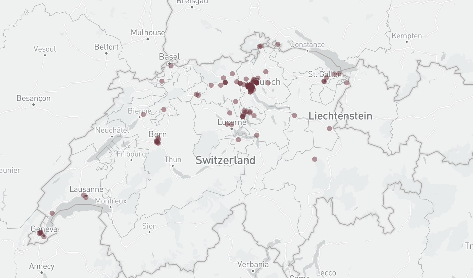 Map largest IT companies Switzerland